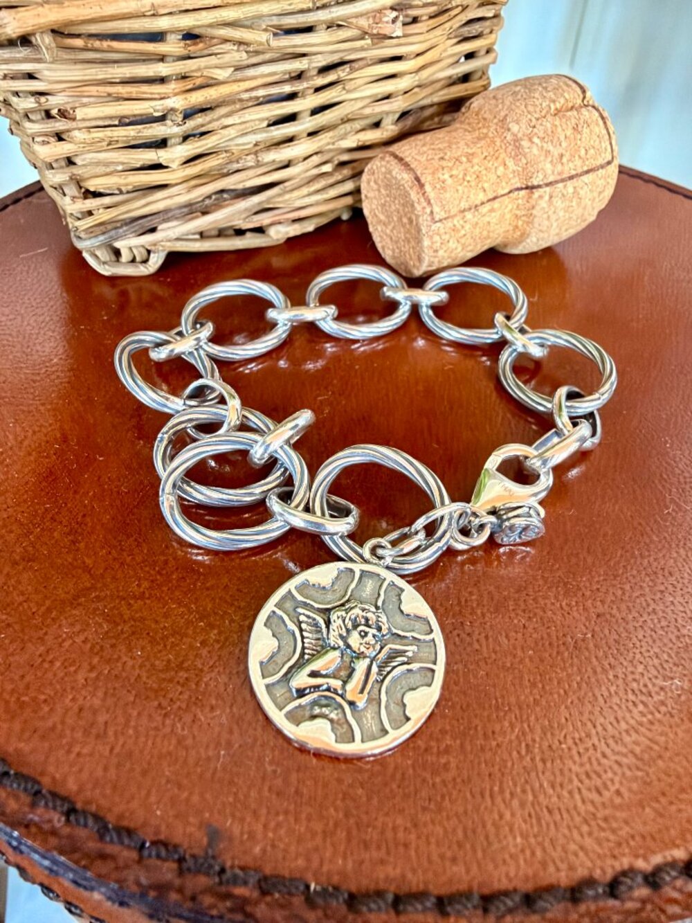 Silpada Retired Sterling Silver Watch Over Me Angel Charm Bracelet B1959